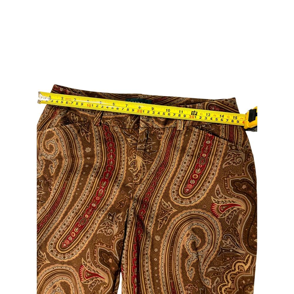 Vtg Lauren Ralph Lauren Paisley Velveteen Pants Brown Equestrian Boho Sz 6 - Picture 5 of 8